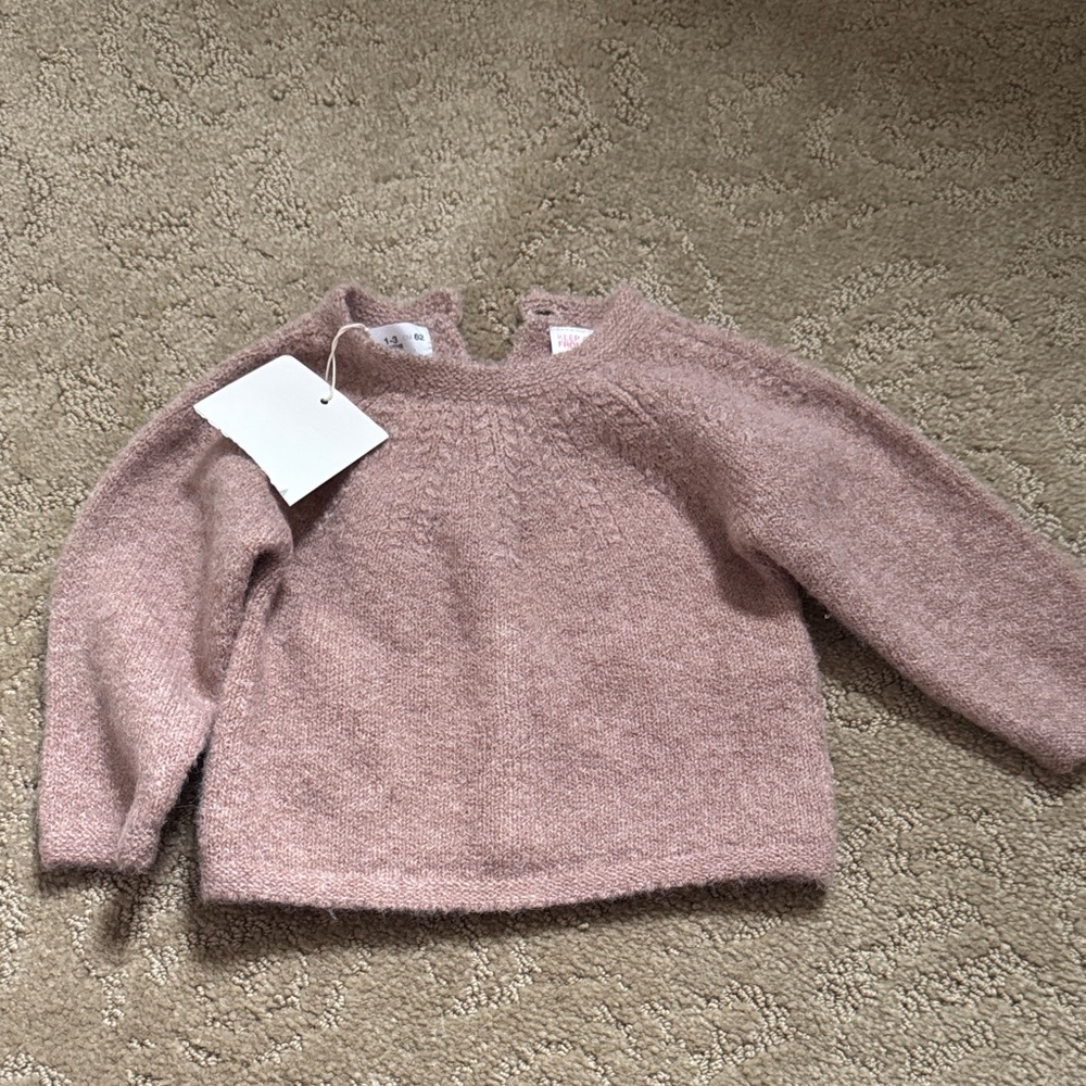 Zara Dusty Pink Crew Neck Knit Top